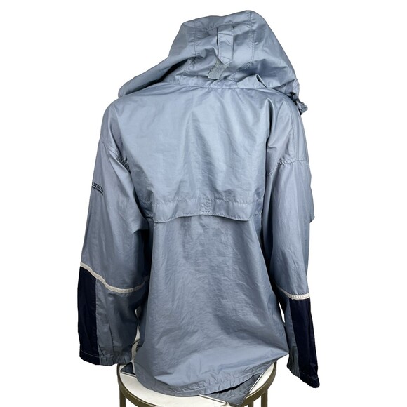 Columbia Vintage 90s Windbreaker Blue Hood Jacket Vent Packable Medium Retro Y2K - Picture 2 of 4